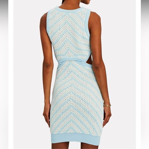 NWT For Love And Lemons Corinna Blue Sleeveless Knit Crochet Bodycon Dress Small - Picture 3 of 10